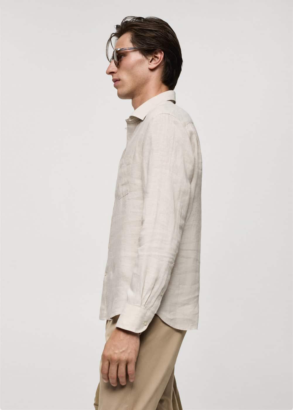 MANGO MAN - Classic fit 100% linen shirt sandMen Product Image