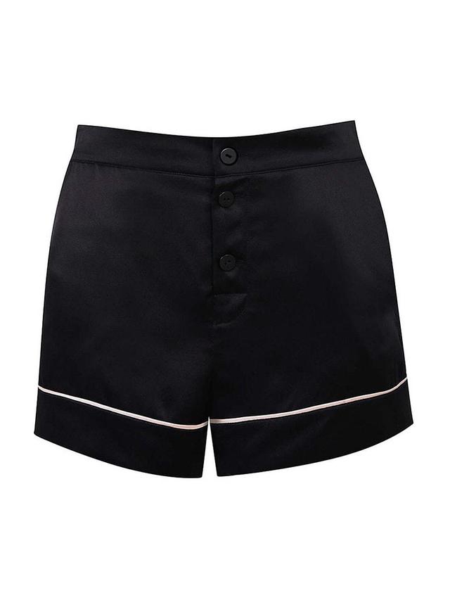 Womens Classic Contrast-Piping Silk Pajama Shorts Product Image