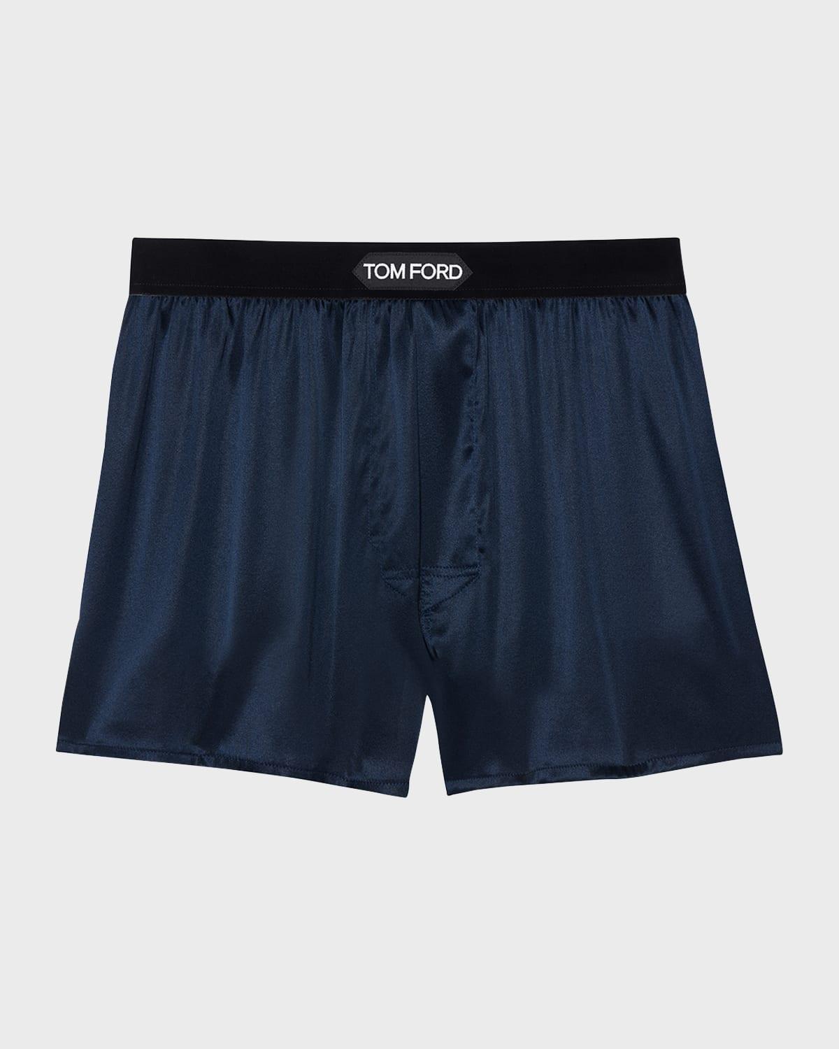 TOM FORD Men's Silk Jacquard Logo Boxers In Charcoal Product Image