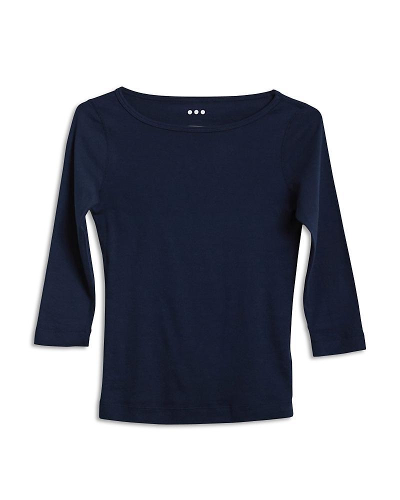 Three Dots Three-Quarter-Sleeve Cotton Tee Product Image