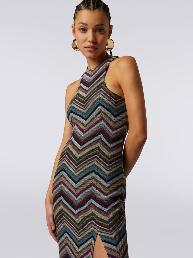 American neckline dress in zigzag lamé wool blend Multicoloured | Missoni Product Image