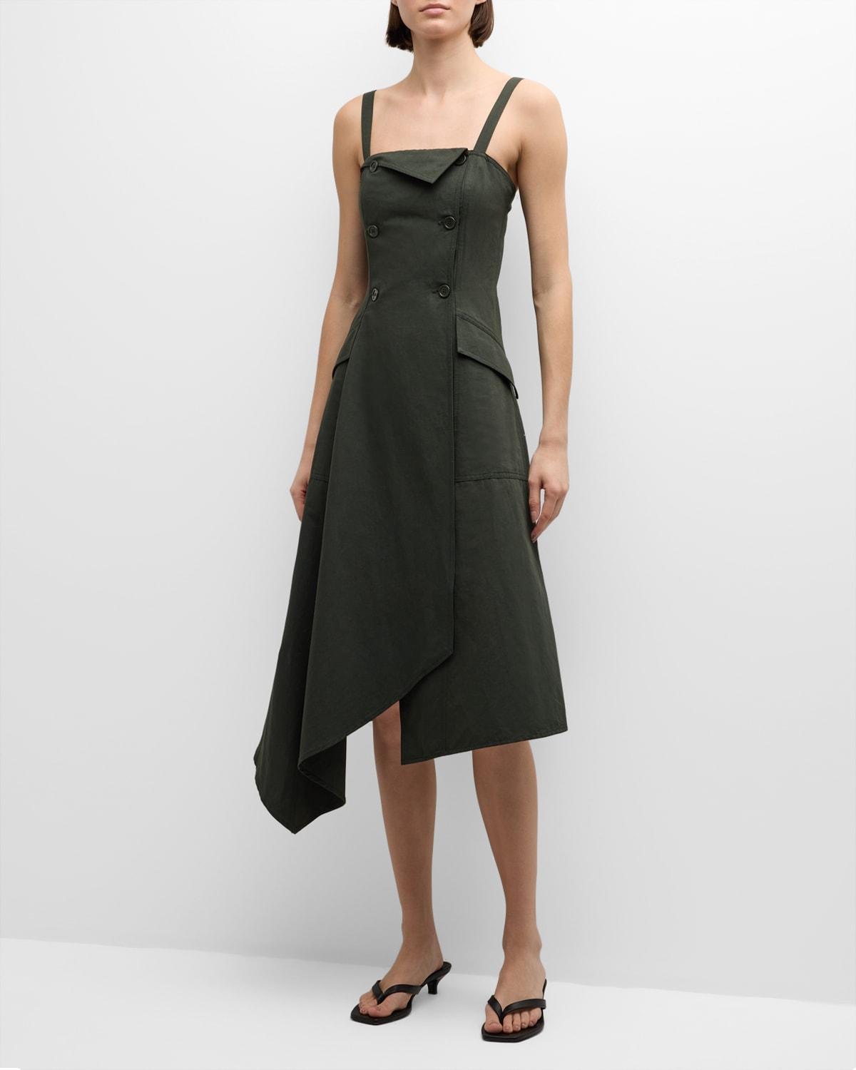 Womens Scarlett Asymmetric Cotton-Blend Midi-Dress Product Image