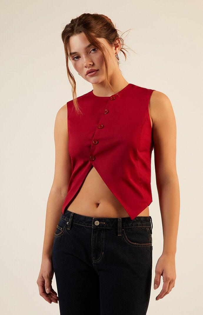 Womens Button Up Asymmetrical Top Product Image