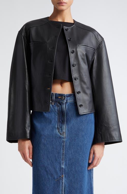 Loulou Studio Leather Crop Jacket Product Image