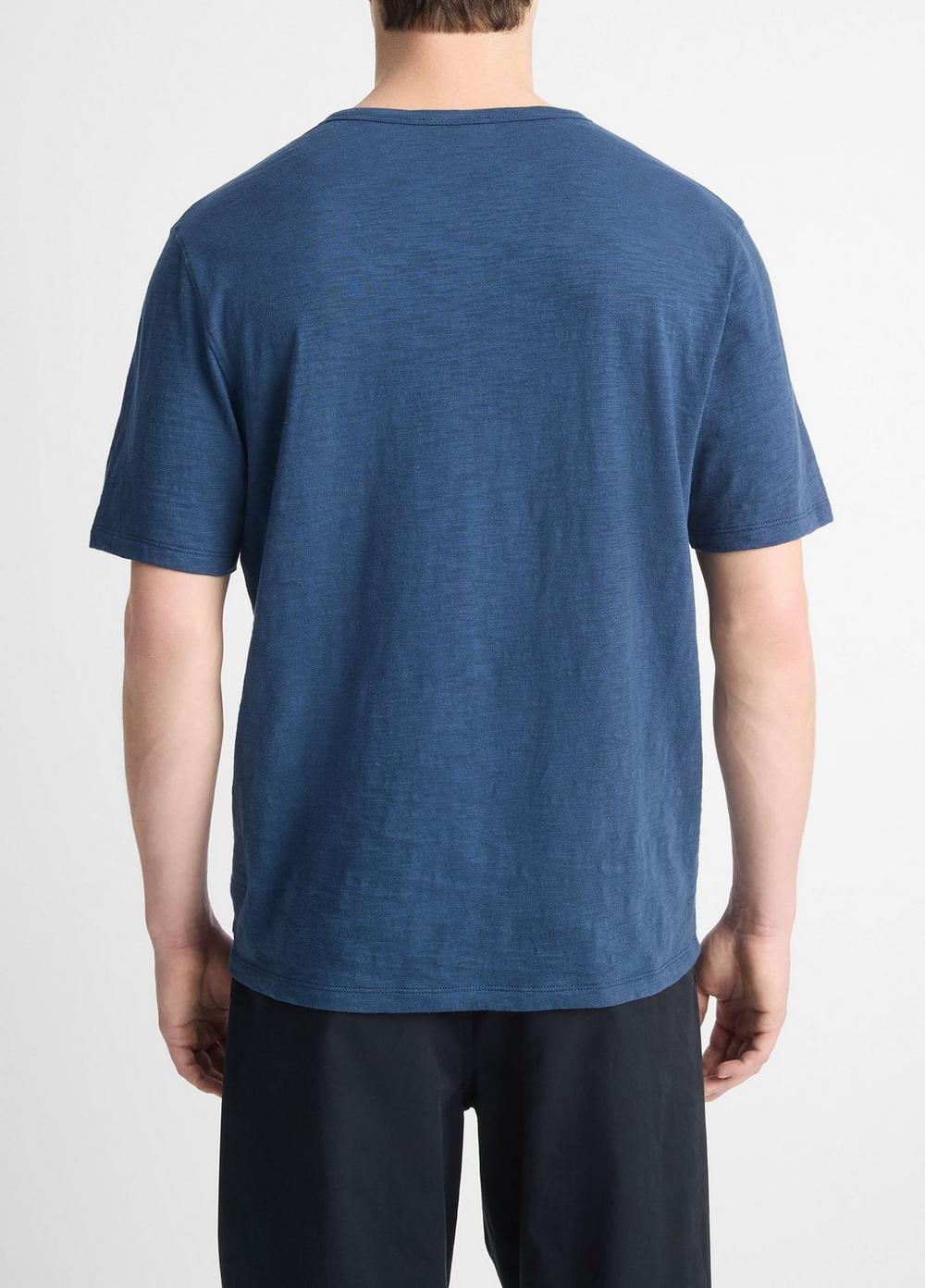 Slub Cotton Split-Neck T-Shirt Product Image