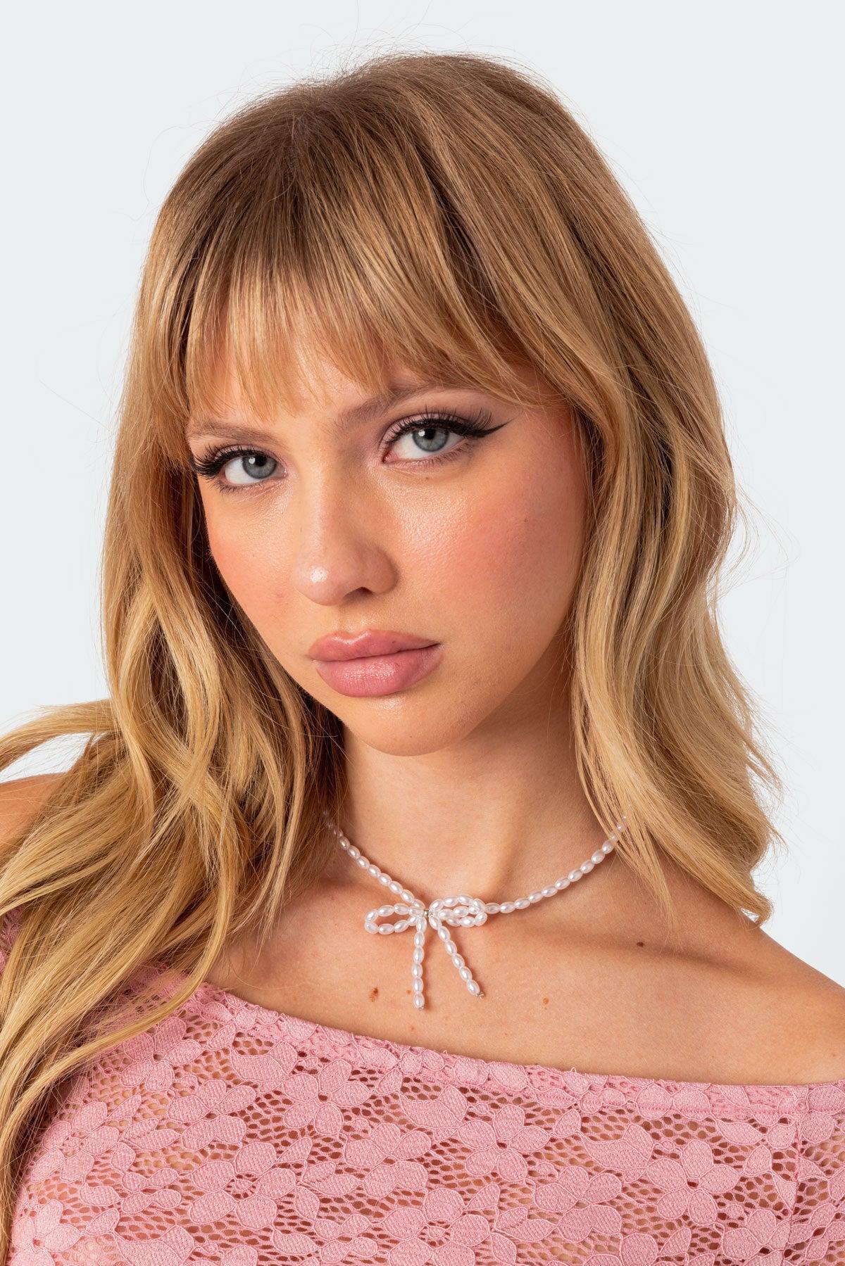 Pearl Bow Necklace Product Image