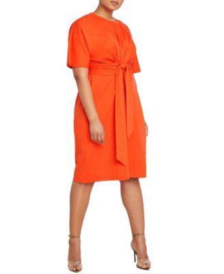 Plus Size Cross Front Flutter Sleeve Dress Product Image