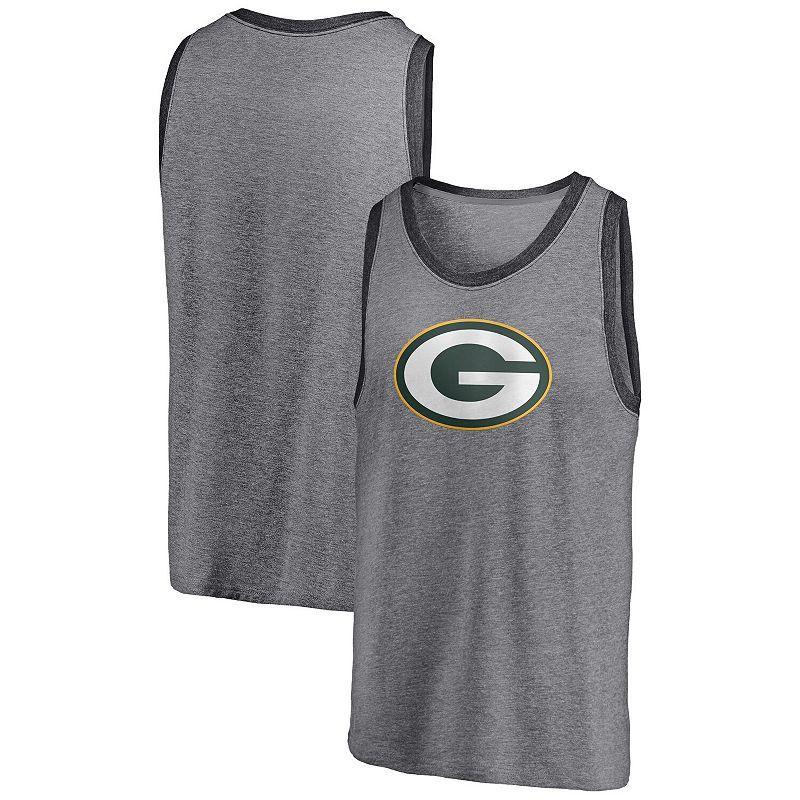 Mens Fanatics Branded Heathered Gray/Heathered Charcoal Green Bay Packers Famous Tri-Blend Tank Top Product Image