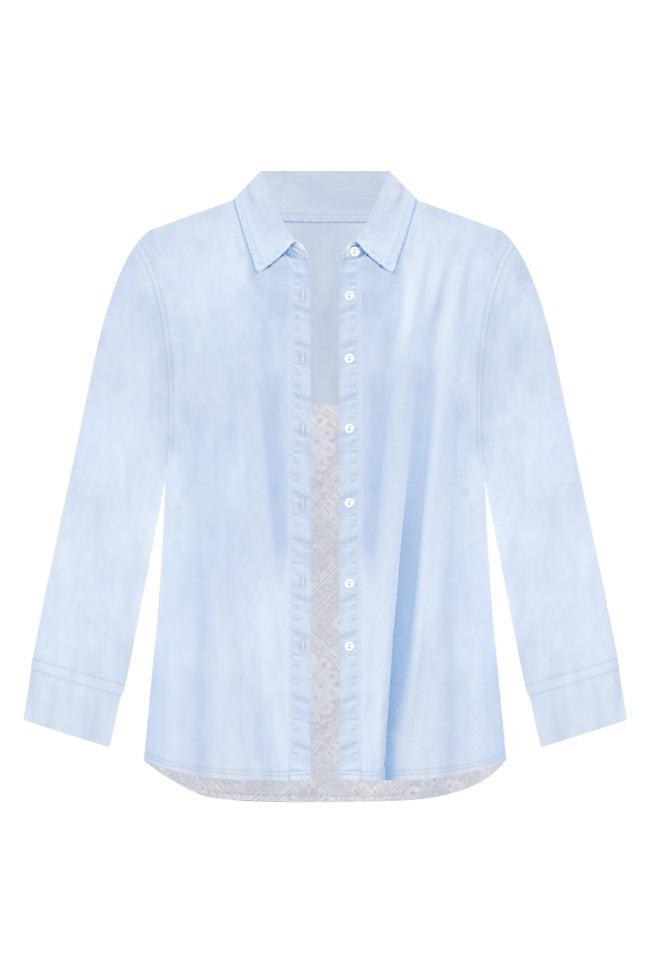 A New Light Paisley Detail Chambray Blouse FINAL SALE Product Image