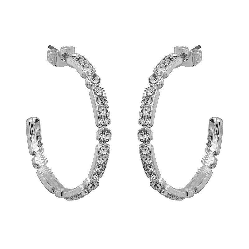 LC Lauren Conrad Simulated Stone Hoop Earrings, Womens, Silver Product Image