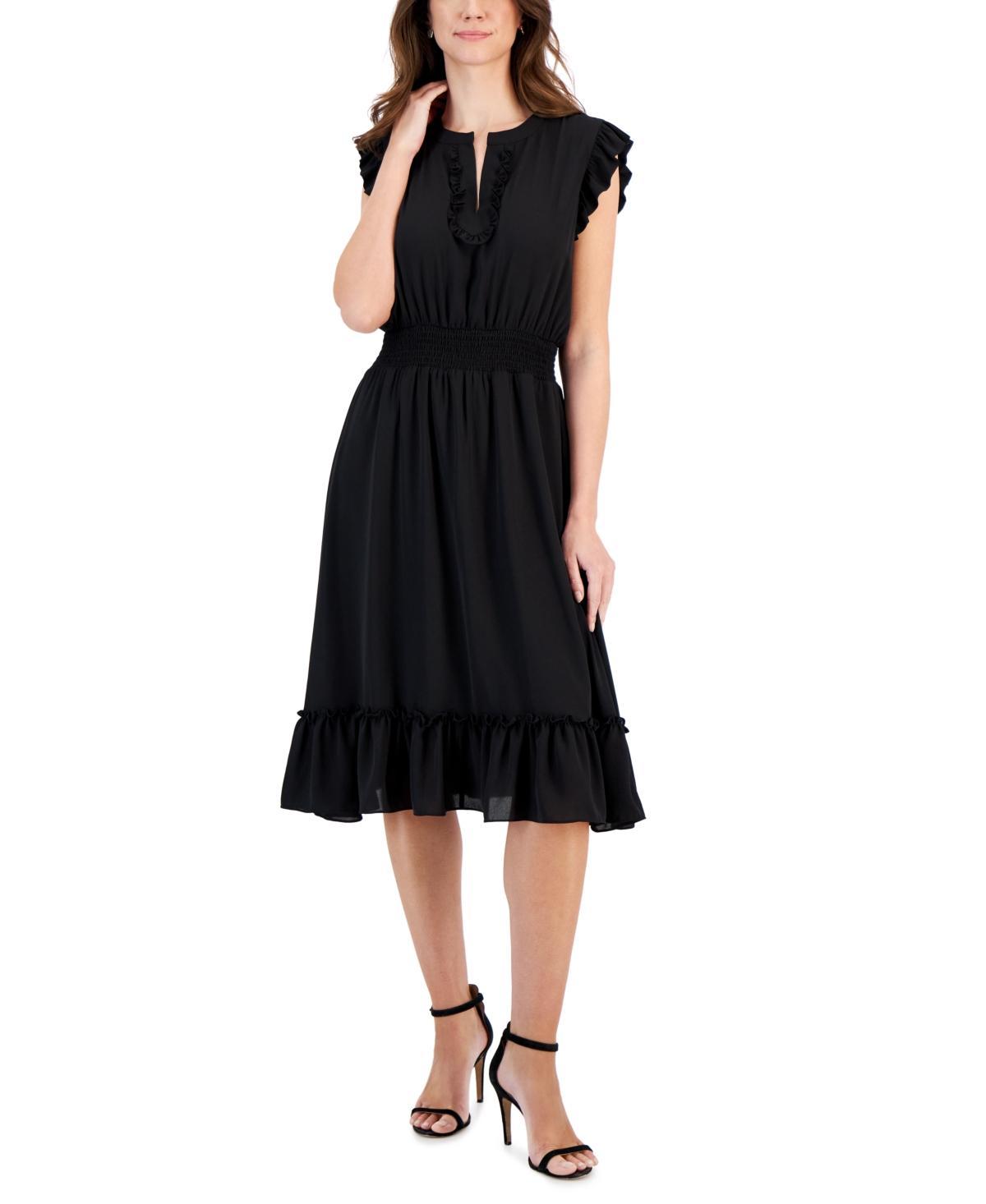 Women's Ruffled-Trim Smocked-Waist Midi Dress Product Image