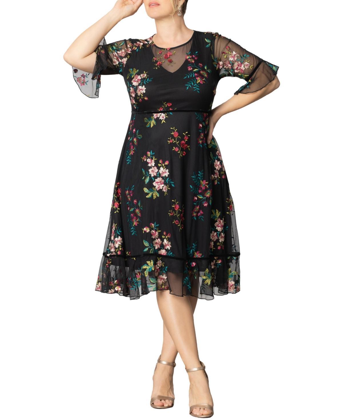 Womens Plus size Wildflower Embroidered Floral Mesh Dress product image