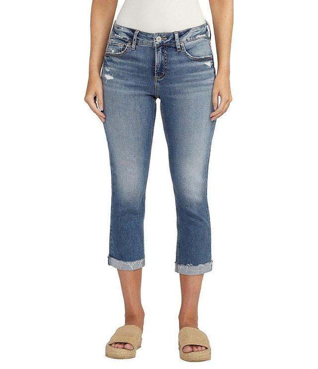 Silver Jeans Co. Elyse Mid Rise Luxe Stretch Cuffed Capri Jeans Product Image