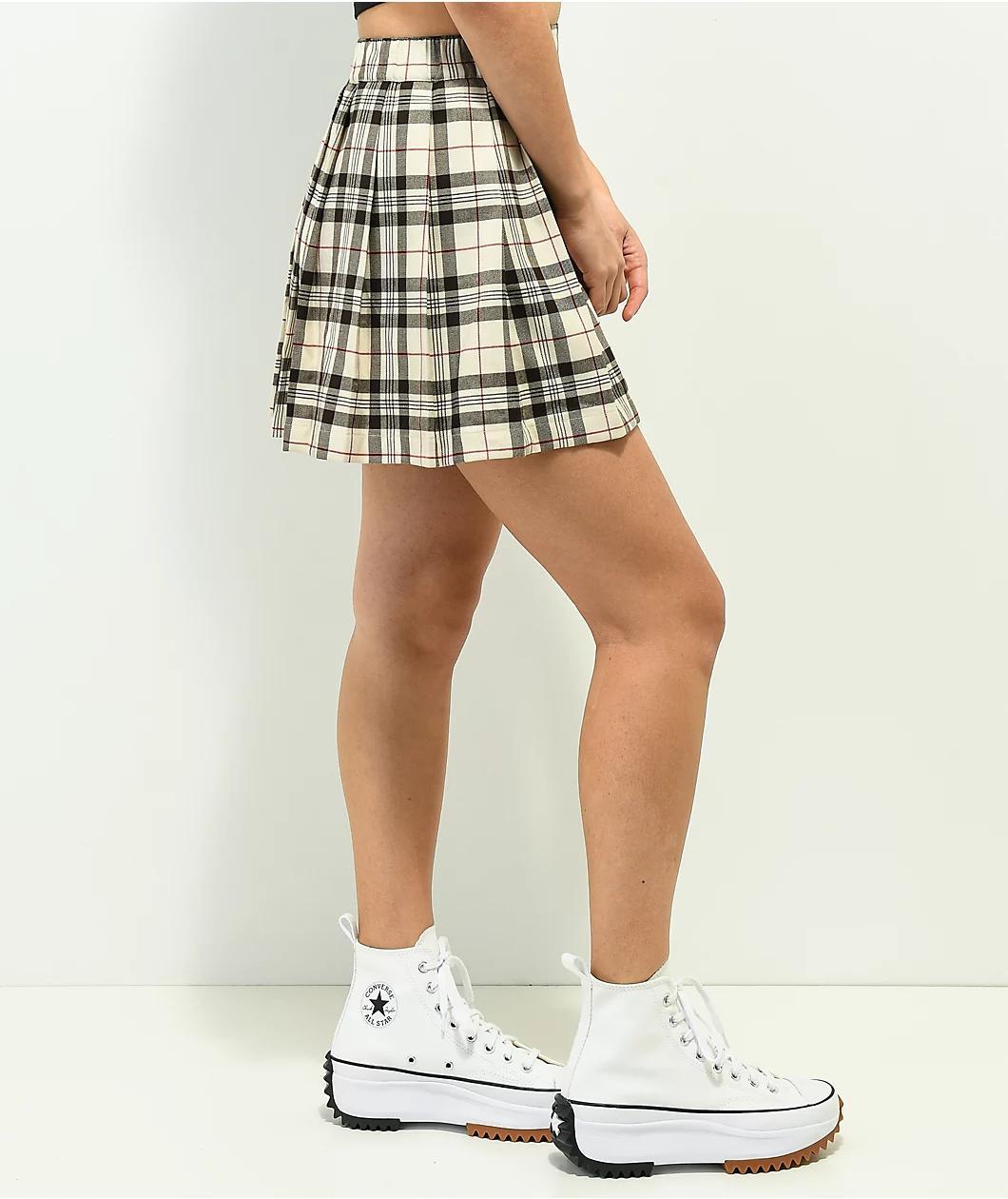 Empyre Vanessa Cream & Black Plaid Mini Skirt Product Image