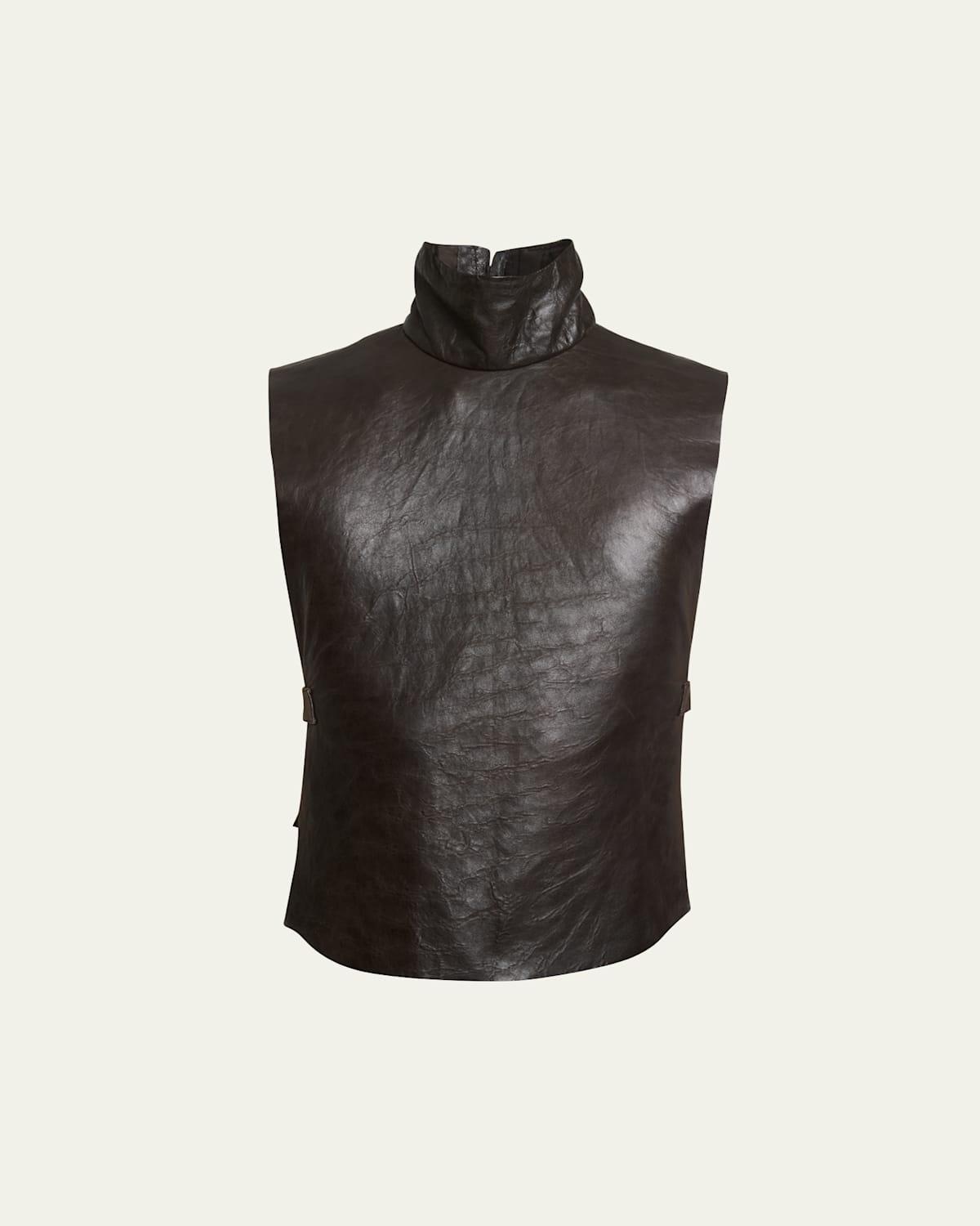 Mens Lance Mock-Neck Leather Sleeveless Top Product Image