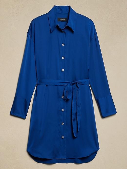 Satin Mini Shirtdress Product Image