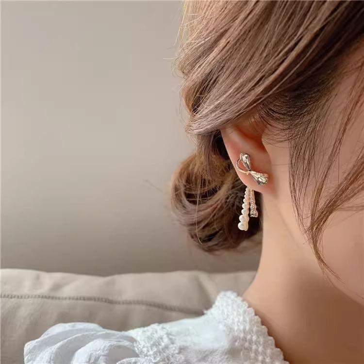 Bow Rhinestone Dangle Earrings Product Image