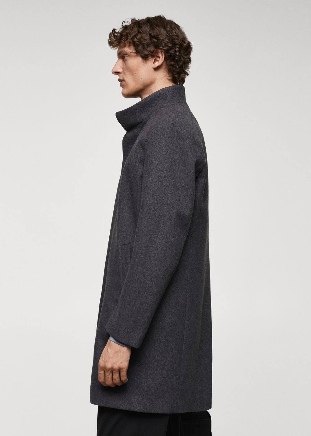 MANGO MAN - Wool funnel neck coat medium heather greyMen Product Image