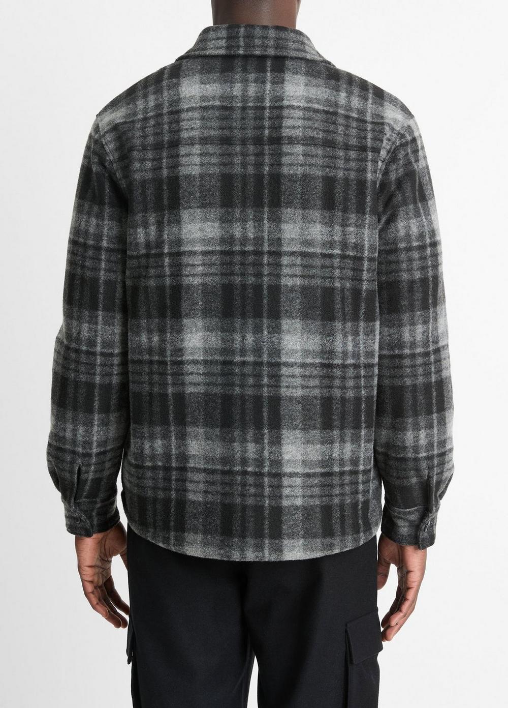 Sherpa-Lined Plaid Shirt Jacket Product Image