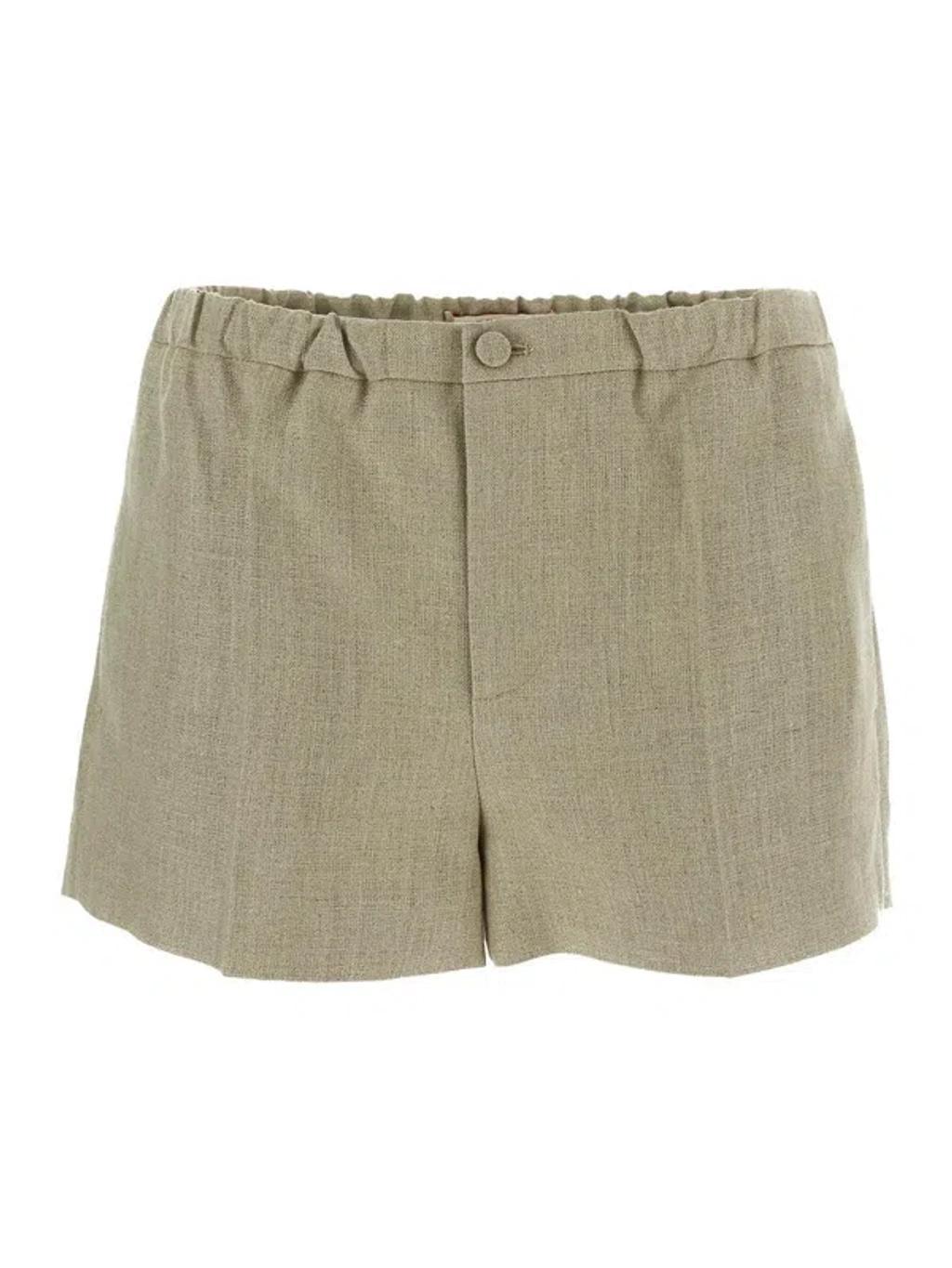 Linen Bermuda Shorts In Beige Product Image