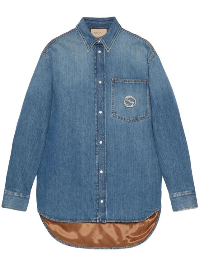 Washed Organic Denim Shirt In Blue Product Image