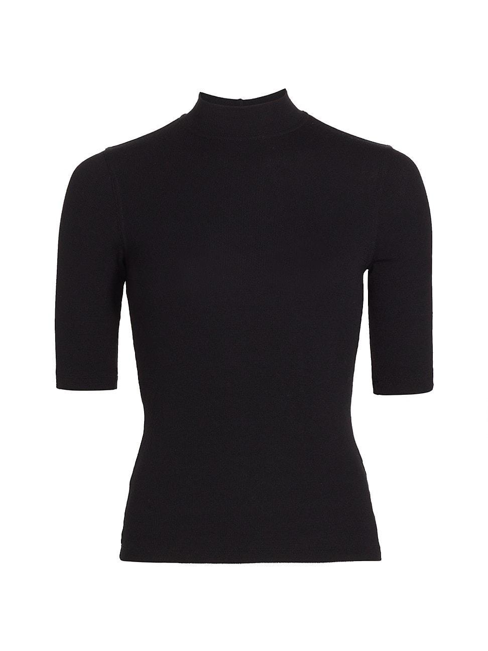 Womens Rib-Knit Mock Turtleneck T-Shirt Product Image