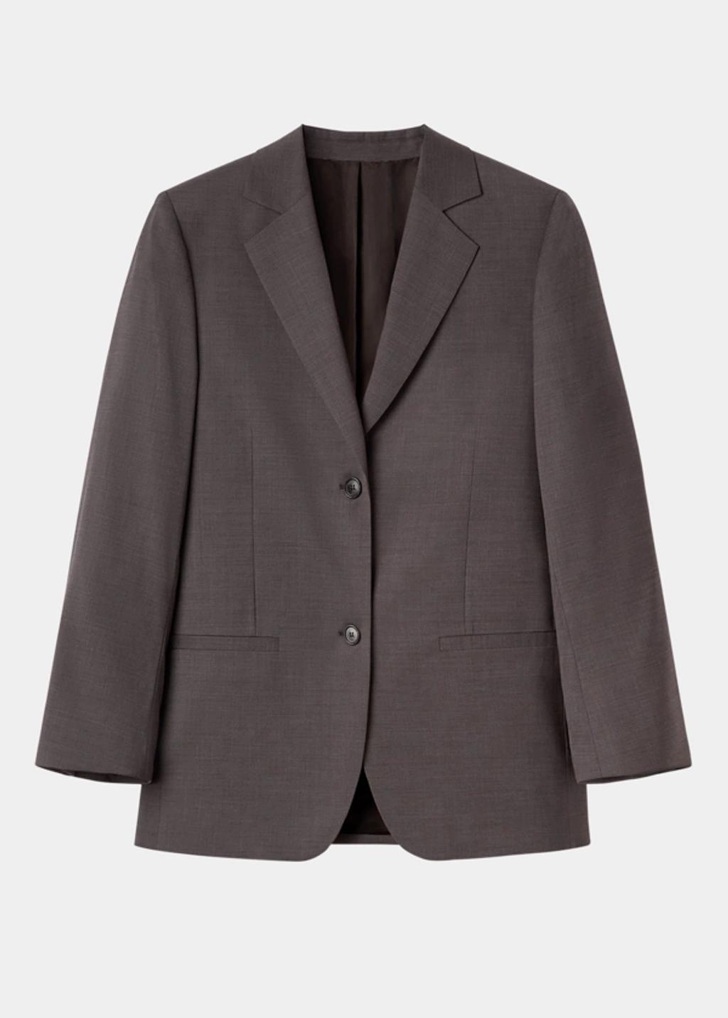 Longline Wool Blazer In Brown Product Image