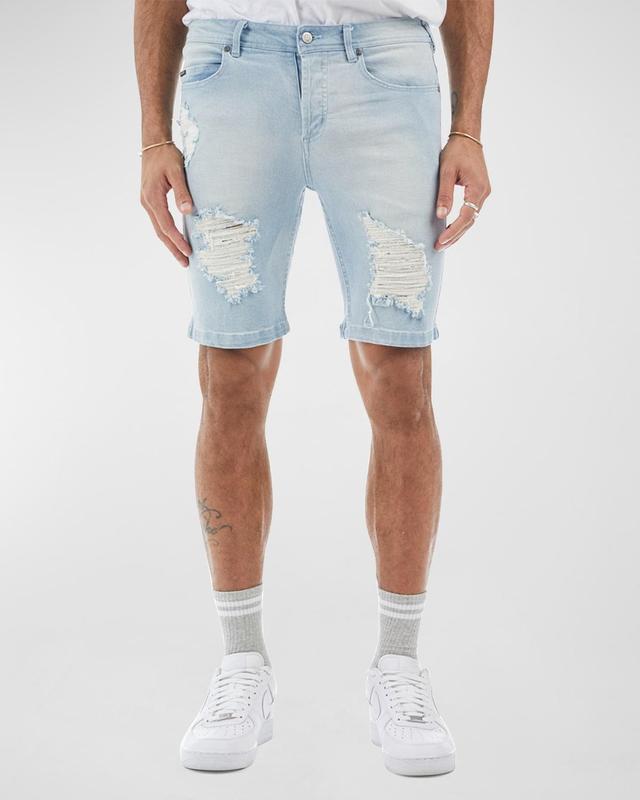 Mens The Thrift Distressed Denim Shorts - BCI Cotton Product Image