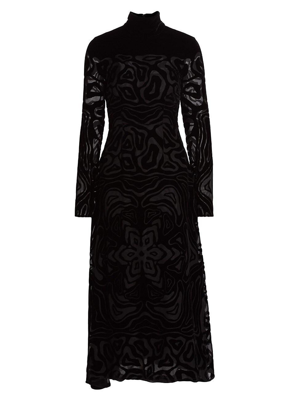 Womens Helena Velvet Burnout Midi-Dress Product Image