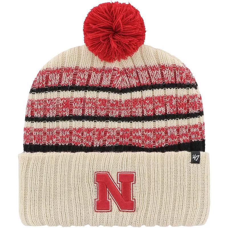 Mens 47 Khaki Nebraska Huskers Tavern Cuffed Knit Hat with Pom Product Image