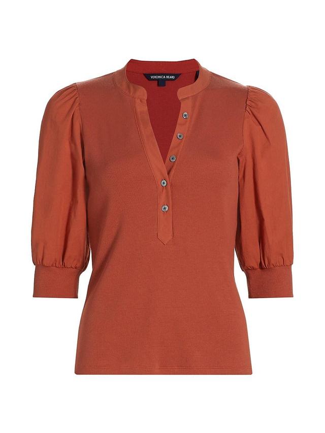 Womens Coralee Puff-Sleeve Henley Top Product Image