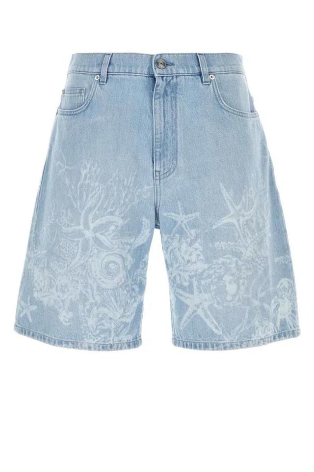 Barocco Sea-print Denim Shorts In Blue Product Image