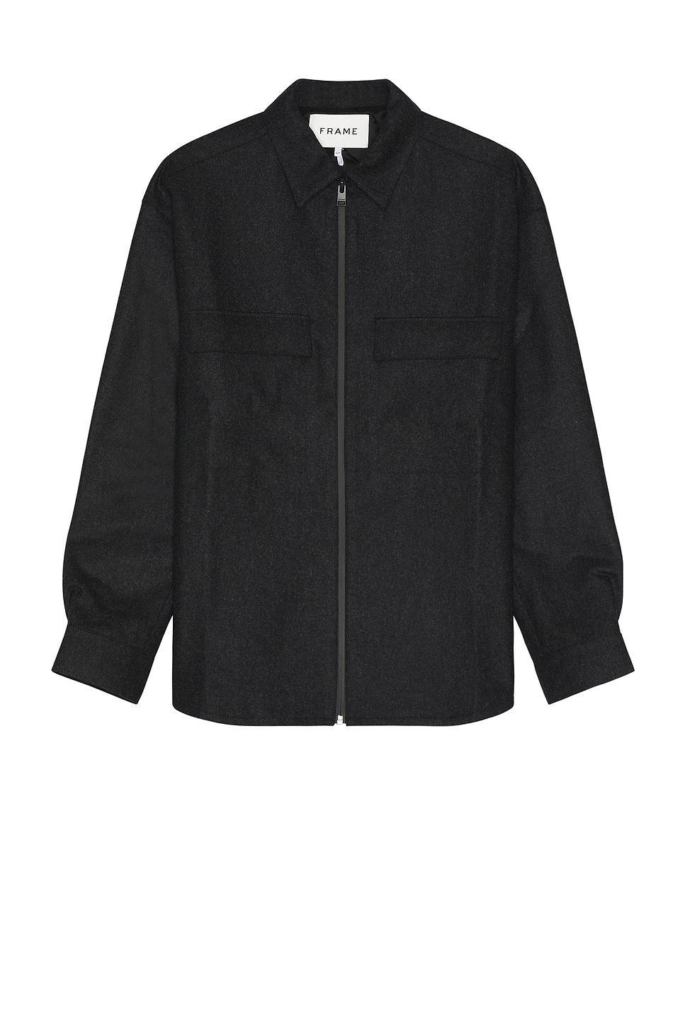 FRAME Modern Zip Shirt Charcoal. Size M (also in L, XL/1X). Product Image