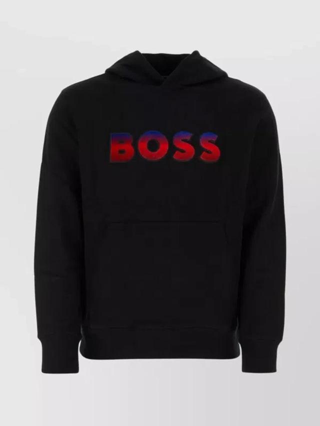 HUGO BOSS Logo-print Gradient-effect Hoodie In Black Product Image