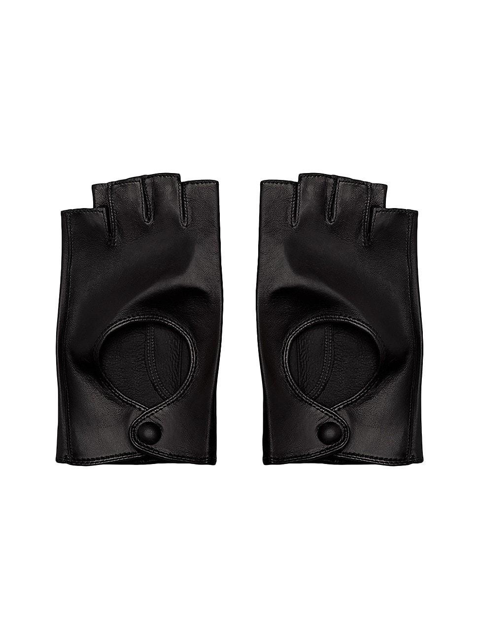 Womens Fingerless Leather Driving Gloves product image