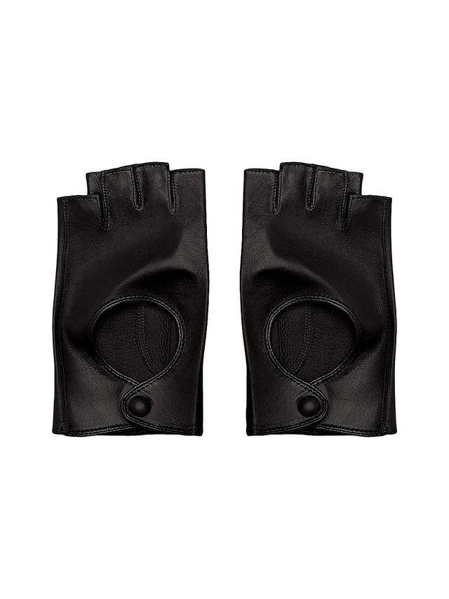 Womens Fingerless Leather Driving Gloves Product Image