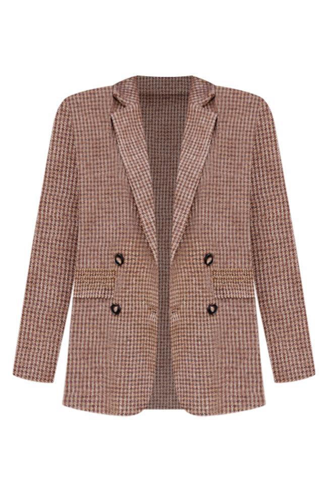 With You Forever Brown Plaid Blazer FINAL SALE Product Image