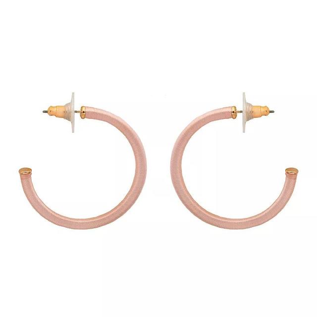 LC Lauren Conrad Gold Tone Threaded Hoop Earrings, Womens, Pink Product Image