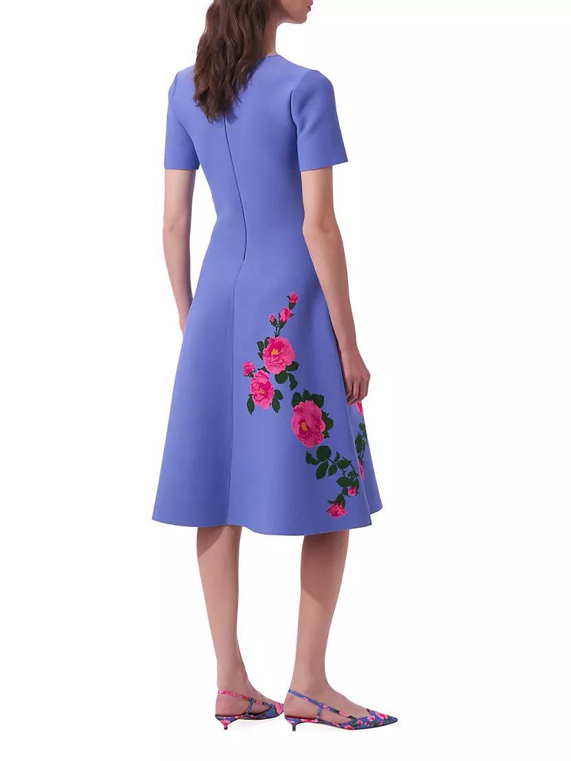 Floral Short-Sleeve Fit & Flare Midi-Dress Product Image