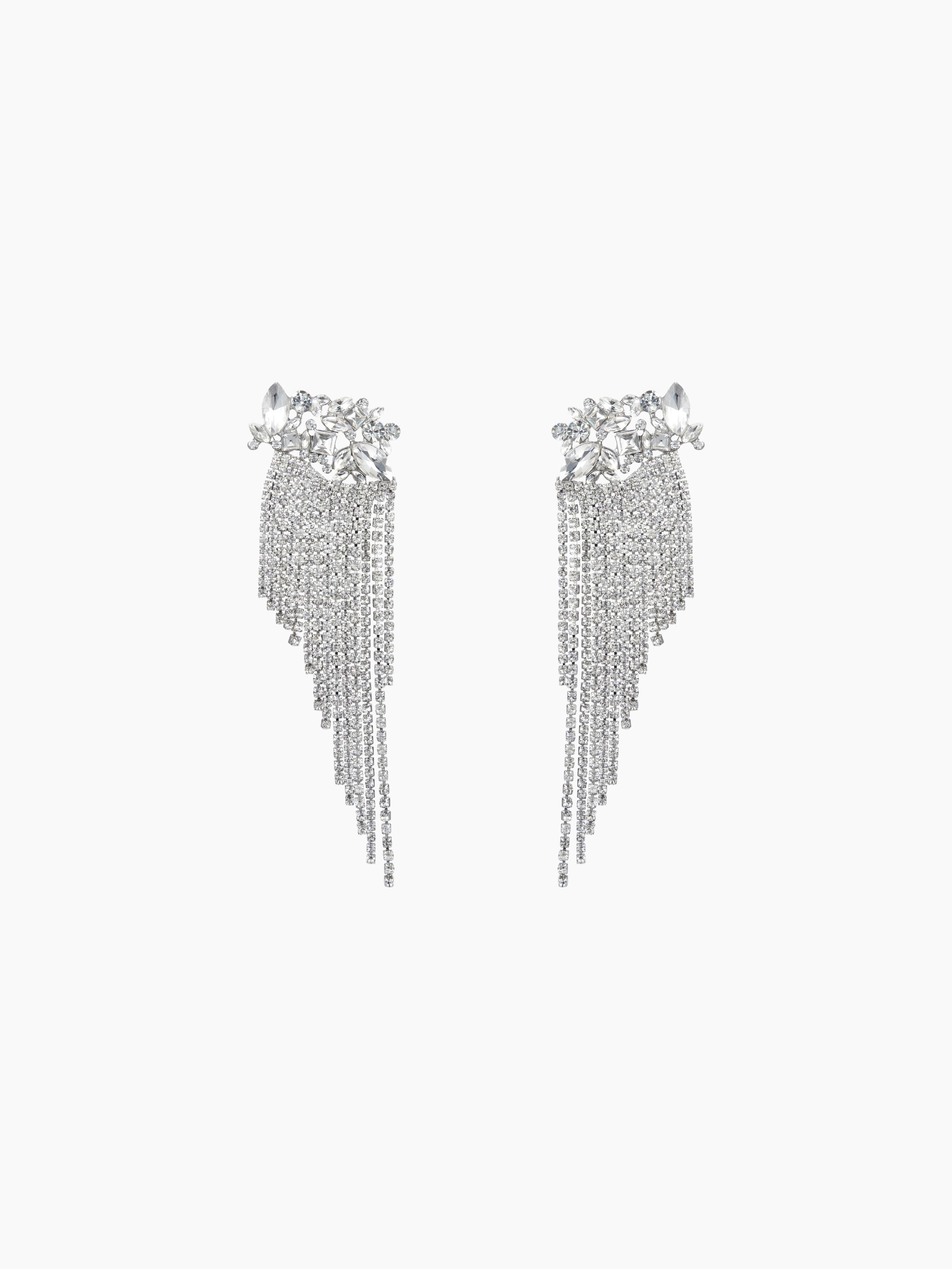 RHINESTONE TASSEL DROP EARRINGS Product Image