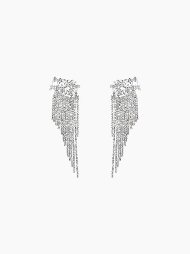 RHINESTONE TASSEL DROP EARRINGS Product Image