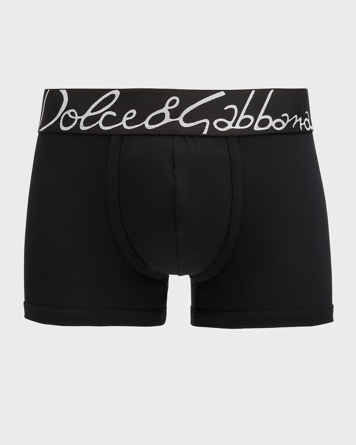 Mens Logo-Waistband Cotton Boxer Briefs Product Image