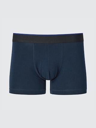 Mens Low Rise Cotton Boxer Briefs with Deodorizing Navy Large UNIQLO US Product Image