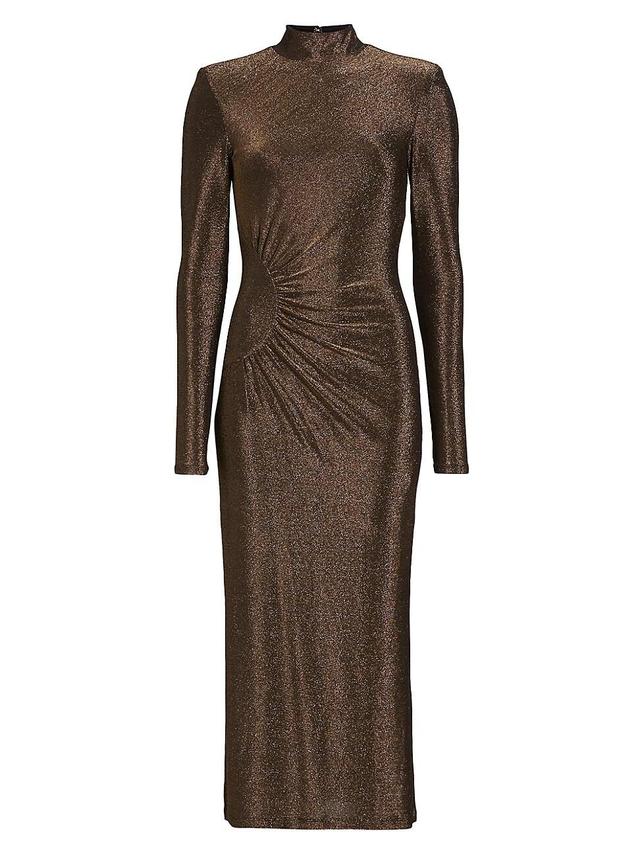 Womens Amarilys Metallic Ruched Midi-Dress Product Image