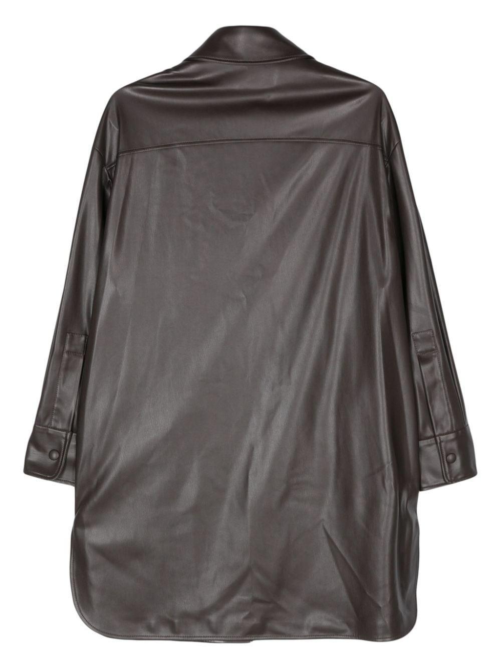 Faux-leather Overshirt In Brown Product Image