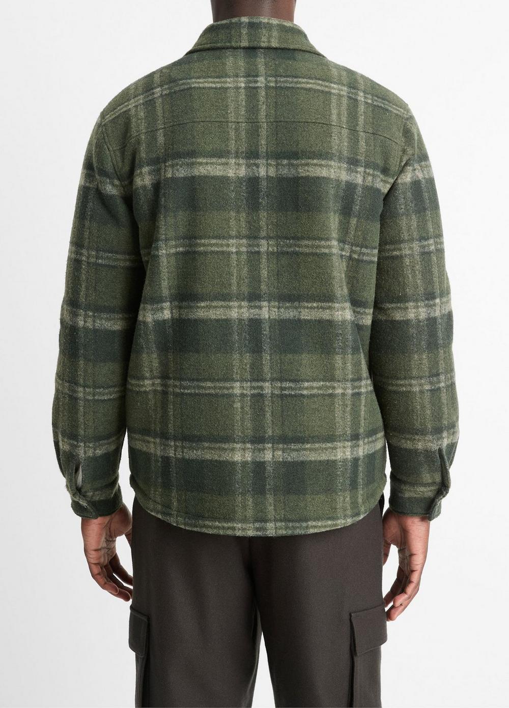 Sherpa-Lined Plaid Shirt Jacket Product Image