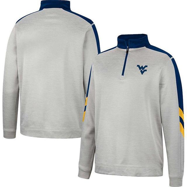 Mens Colosseum Gray and Navy West Virginia Mountaineers Bushwood Fleece Quarter-Zip Jacket - Gray Product Image