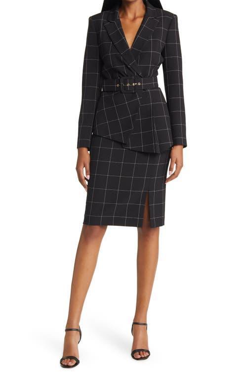 Tahari ASL Windowpane Plaid Two-Piece Long Sleeve Dress Product Image