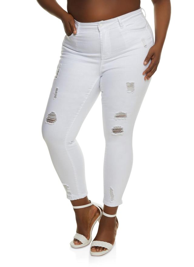 Womens Plus Size WAX High Rise Distressed Push Up Skinny Jeans Product Image