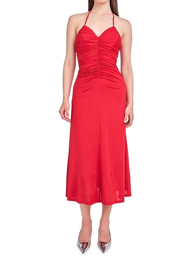 Endless Rose Ruched Halter Midi Dress Product Image